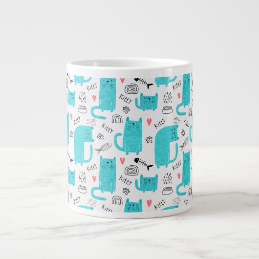 Cute Cat Pattern Extra Grote Beker (Voorkant)
