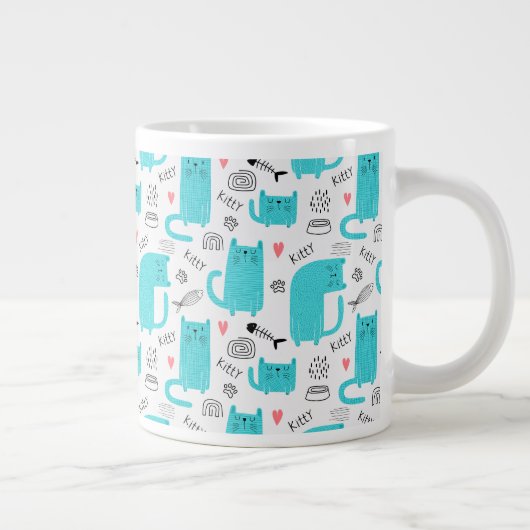 Cute Cat Pattern Extra Grote Beker (Rechts)
