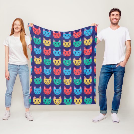 Cute Cat Pattern Fleece Deken (In situ)