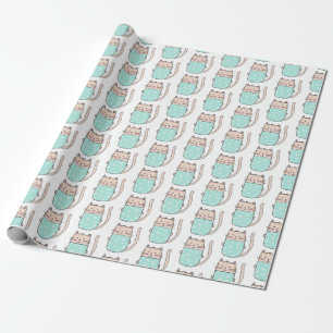 Cute Cat Pattern Girls Birthday Cadeaupapier