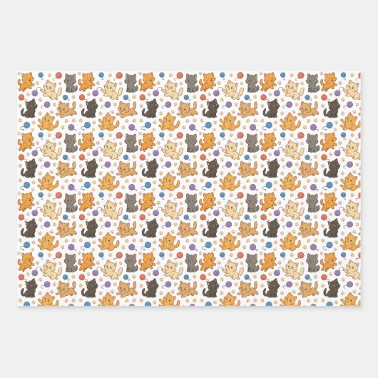 Cute Cat Pattern Inpakpapier Vel (Voorkant)