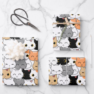 Cute Cat Pattern Inpakpapier Vel