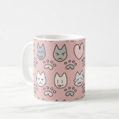 Cute Cat Pattern Koffiemok (Voorkant links)
