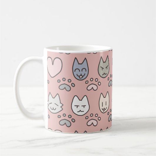 Cute Cat Pattern Koffiemok (Links)