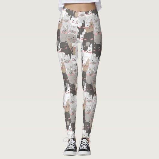 Cute Cat Pattern Leggings (Voorkant)