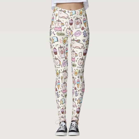 Cute Cat Pattern-Leggings Leggings (Voorkant)