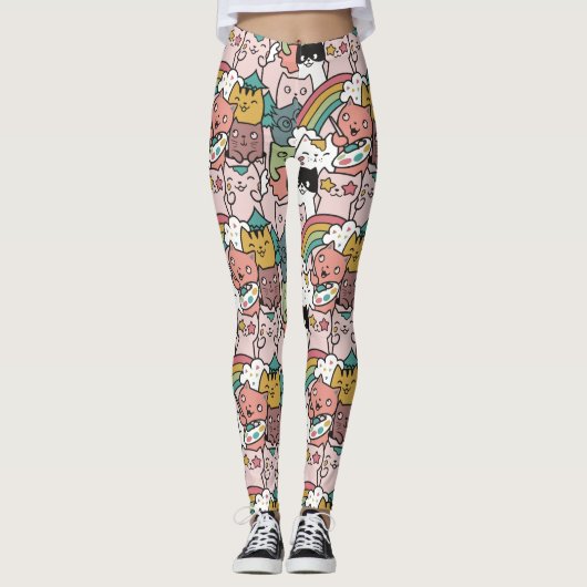 Cute Cat Pattern-Leggings Leggings (Voorkant)