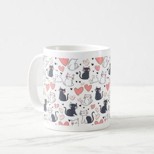 Cute Cat Pattern Mug (Devant gauche)
