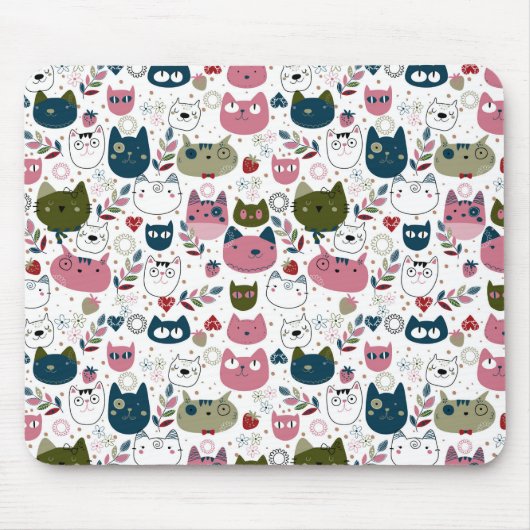 Cute Cat Pattern Muismat (Voorkant)