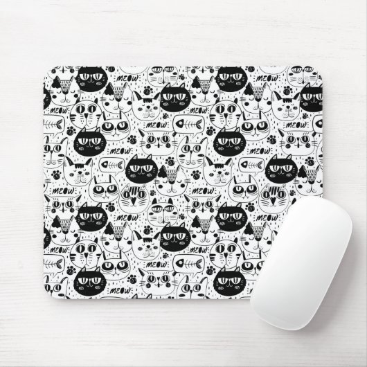 Cute Cat Pattern Muismat (Met muis)