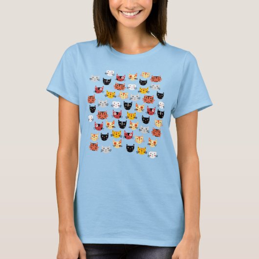 Cute Cat Pattern T-shirt (Voorkant)