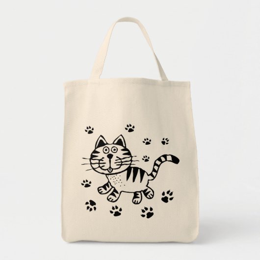 CUTE CAT PAWS GROCERY TAS (Voorkant)