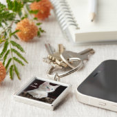 Cute cat Personalized afbeelding Sleutelhanger (Zijkant)