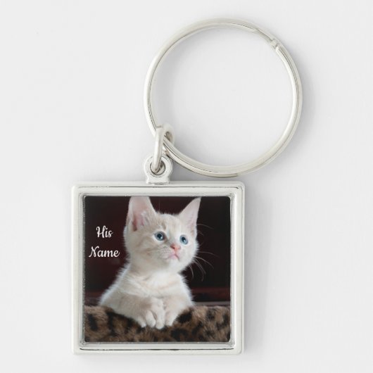 Cute cat Personalized afbeelding Sleutelhanger (Voorkant)