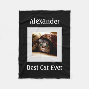 Cute Cat Personated Pet Photo Name Custom Fleece Deken
