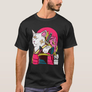 Cute Cat Pet Ninja Samurai Japans Kanji Design T-shirt