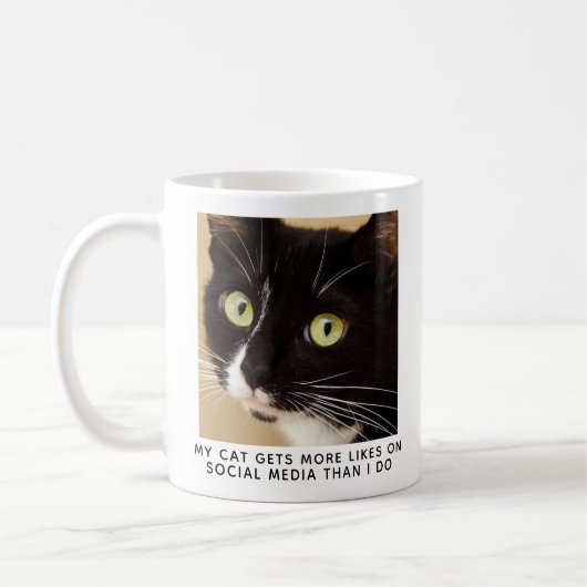 Cute Cat Photo Personnalisée Café Mug (Gauche)