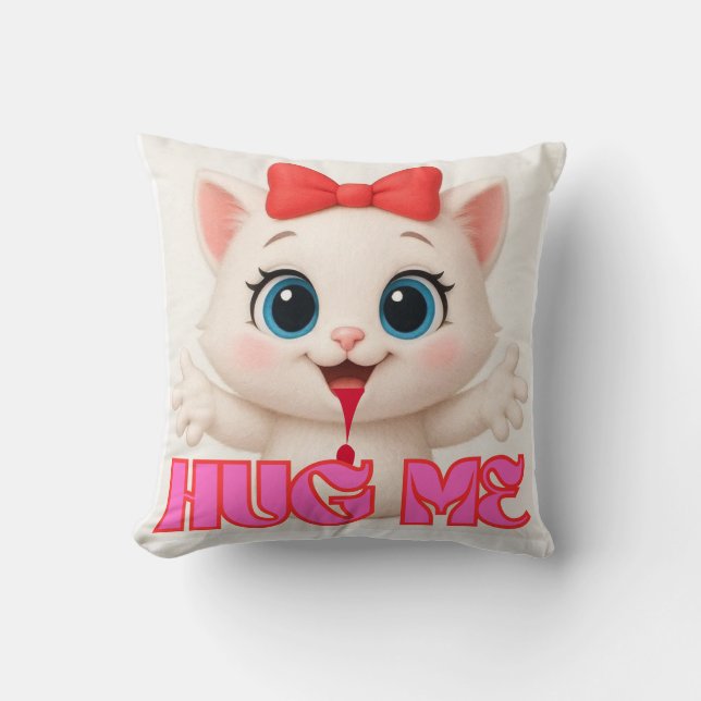 Cute Cat Pillow – Kawaii Kitty Home Decor Design Kussen (Voorkant)