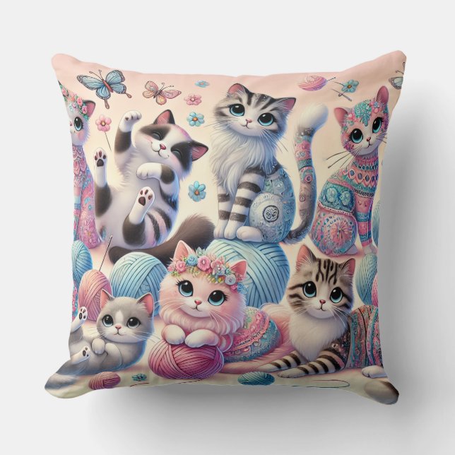 Cute Cat Pillow Kussen (Voorkant)