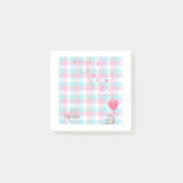 Cute Cat Pink Blue Monogram Post-it® Notes