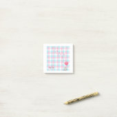 Cute Cat Pink Blue Monogram Post-it® Notes (Op bureau)