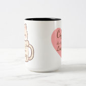 Cute Cat & Pink Heart Coffee Love Mug (Centre)