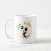 Cute Cat Plant Lover Cartoon Mug (Gauche)