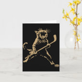 Cute Cat Playing Ice Hockey Lover Player Funny  Kaart (Gele Bloem)