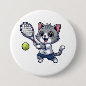 Cute cat playing tennis ronde button 7,6 cm (Voorkant)