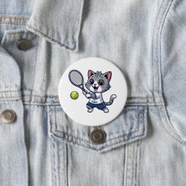 Cute cat playing tennis ronde button 7,6 cm