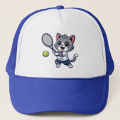 Cute cat playing tennis trucker pet (Voorkant)