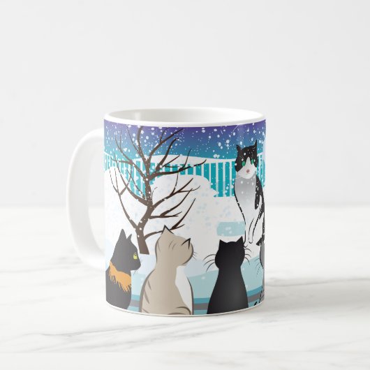Cute cat print mug (Aqua) (Devant gauche)