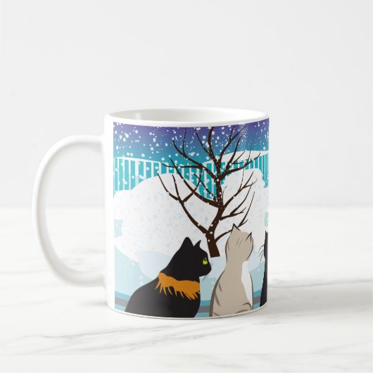 Cute cat print mug (Aqua) (Gauche)