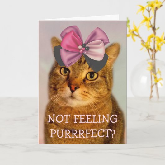 Cute Cat Pun Joke wordt goed Kaart (Gele Bloem)