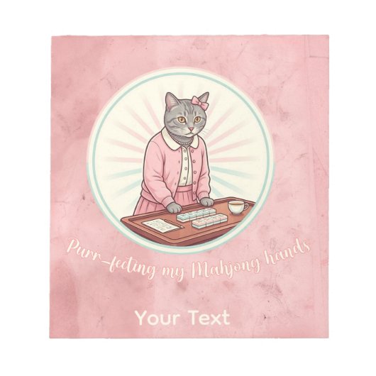 Cute Cat Purrfecting My Mahjong Hands Personalized Notitieblok (Voorkant)