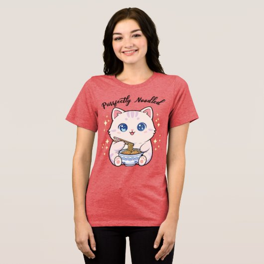 Cute Cat Purrfectly Noodled T-shirt (Voorkant volledig)