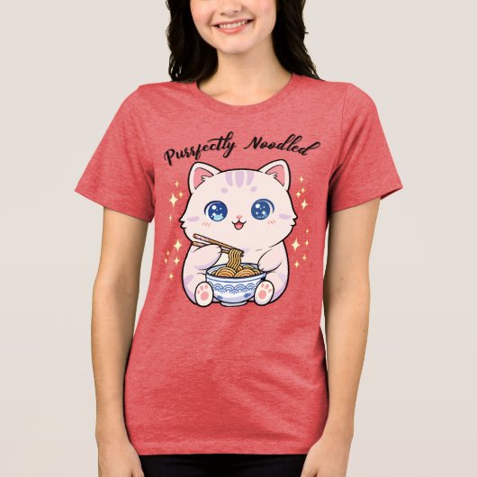 Cute Cat Purrfectly Noodled T-shirt (Voorkant)