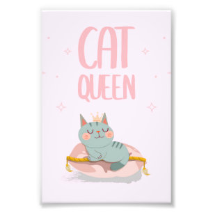 Cute Cat Queen Gift Idea, Kitten Cat Funny Gift Foto Afdruk
