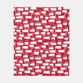 Cute Cat Red en White Festive Fleece Deken (Voorkant)