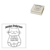 Cute Cat Return-adres Rubberstempel (Gestempeld)