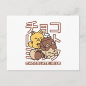 Cute Cat Riding Chocolate Milk Carton Kawaii Art Briefkaart (Voorkant)