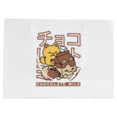 Cute Cat Riding Chocolate Milk Carton Kawaii Art Groot Cadeauzakje (Achterkant)