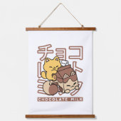 Cute Cat Riding Chocolate Milk Carton Kawaii Art Hangend Wandkleed (Voorkant)