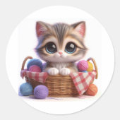 Cute Cat Ronde Sticker (Voorkant)