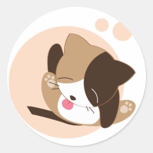 Cute Cat Ronde Sticker