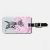 Cute Cat roze plume. Bagagelabel (Voorkant horizontaal)