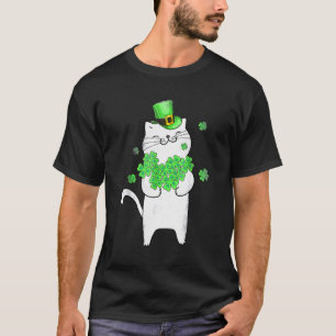 Cute Cat Shamrock St Patricks Day Meowy Irish Catr T-shirt