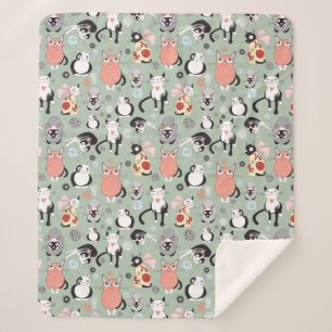 Cute Cat Sherpa Fleece Blanket Sherpa Deken