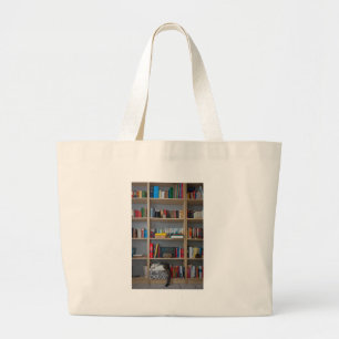 Cute cat slapen in boekenboekenboeken grote tote bag