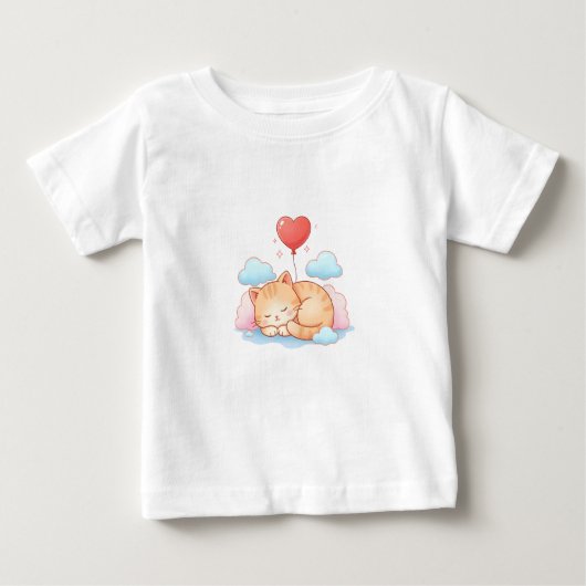 Cute Cat Sleeping with Heart Balloon  (Voorkant)